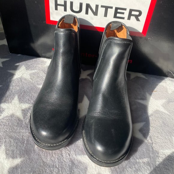 Hunter Black Leather Chelsea Boots Women's 7/US 38/EU - New WITHOUT Box - RARE! - Picture 2 of 6